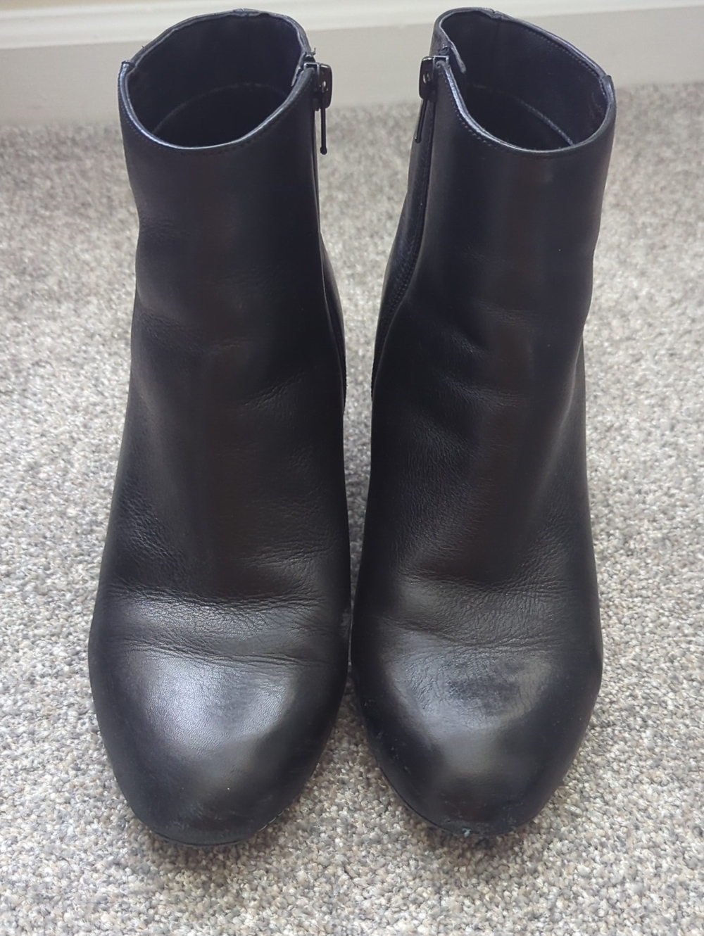 Aldo Black Leather Ankle Booties with Side Zip